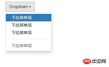 Implementation of drop-down menu under Bootstrap framework (code example)