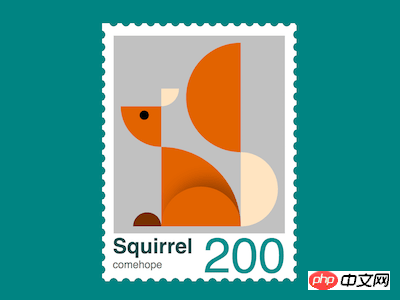 How to use CSS Grid layout to achieve the effect of a squirrel stamp (source code attached)