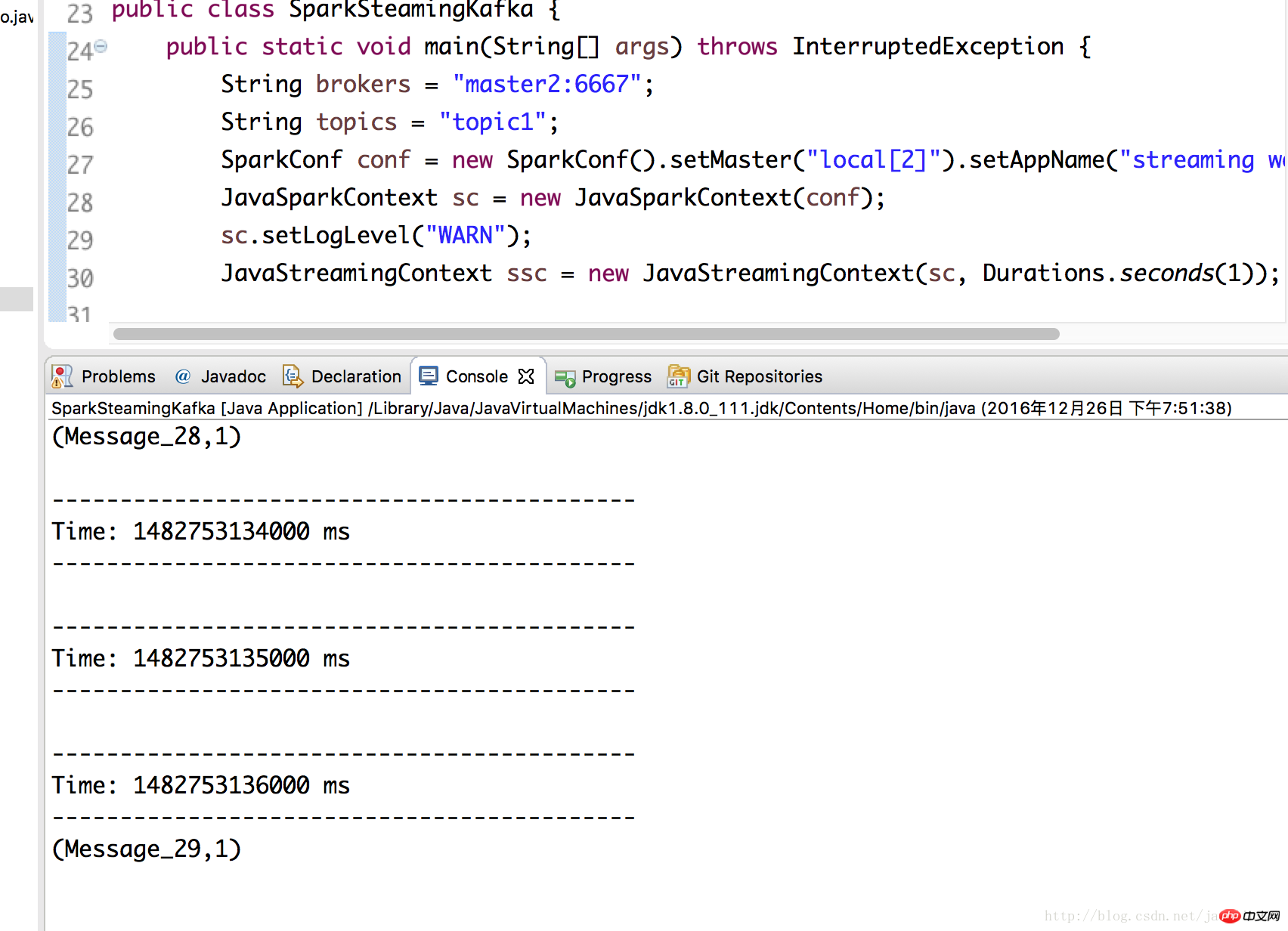 Java8 での Kafka プログラミングと組み合わせた Spark ストリーミング (Spark 2.0 および Kafka 0.10)