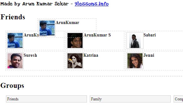 PHP实现Google plus的好友拖拽分组效果