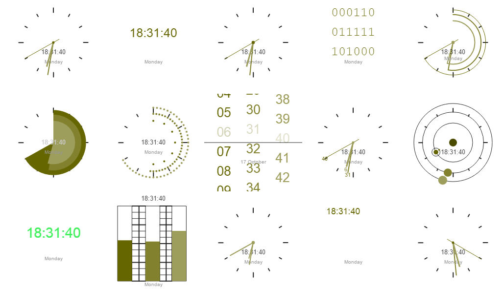 15 verschiedene Erscheinungsbilder von Clock-JS-Plug-Ins basierend auf Canvas