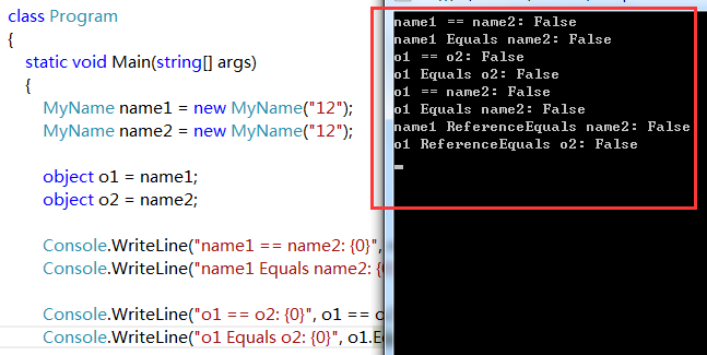 C#中的==、Equals()和ReferenceEquals()的区别