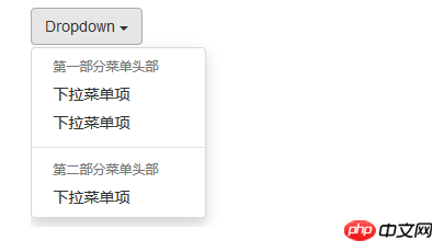 Implementation of drop-down menu under Bootstrap framework (code example)