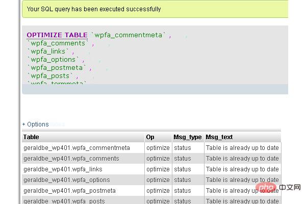 How to optimize a MySQL database using phpMyadmin