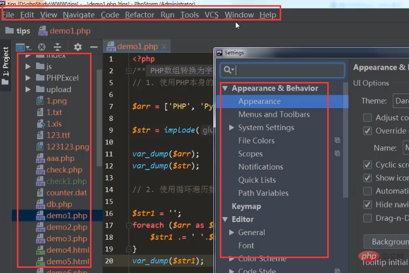 How to set Phpstorm font size and style