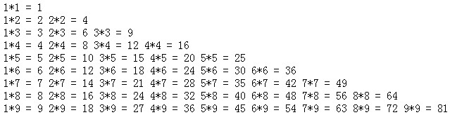 PHP implements ninety-nine multiplication tables