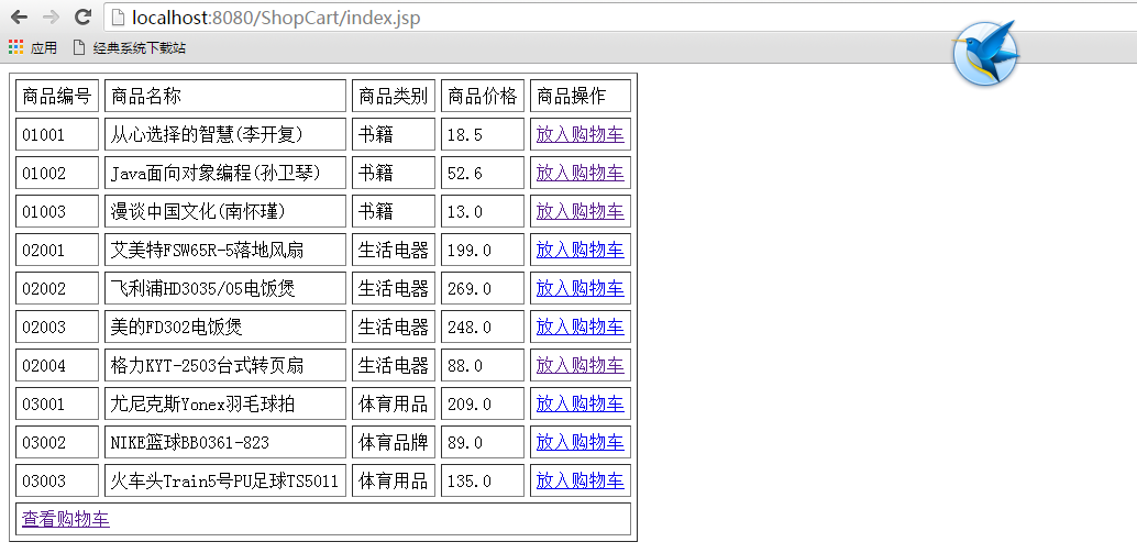 java web开发之实现购物车功能