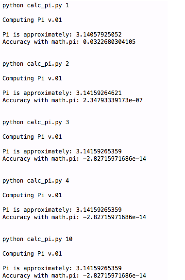 Python を使用して π の値を計算する