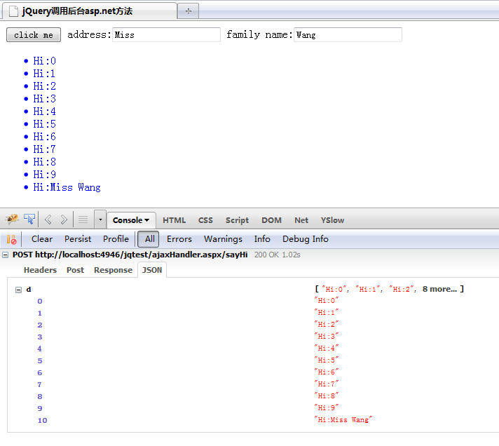 jQuery.ajax() ruft die asp.net-Hintergrundmethode auf