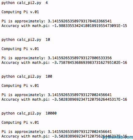 Calculate the value of π using Python