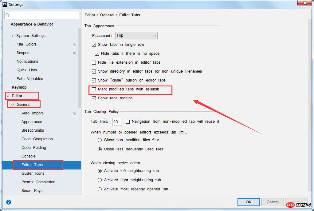 phpstorm bricht das automatische Speichern ab, ändert Tastenkombinationen und markiert geänderte Dateien als Sterne.