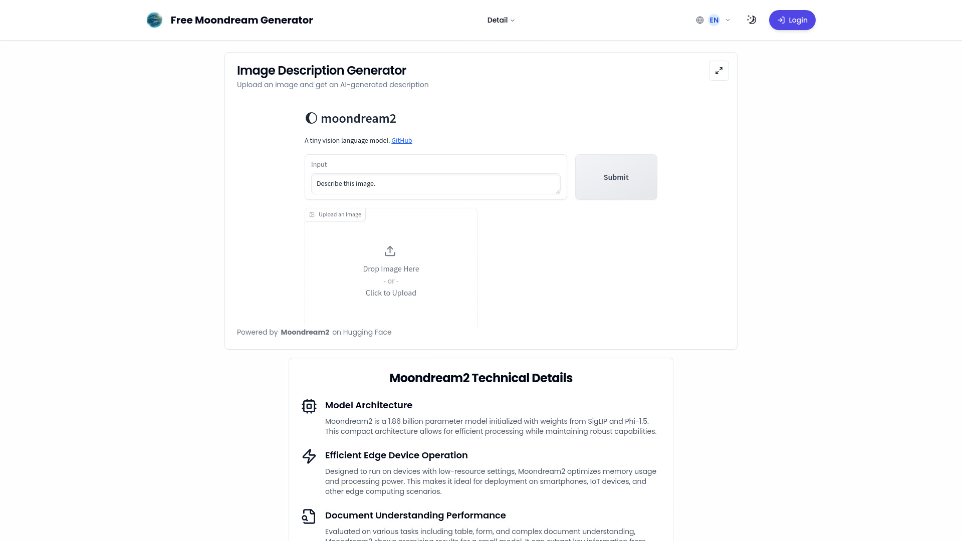 Free Moondream2 Generator