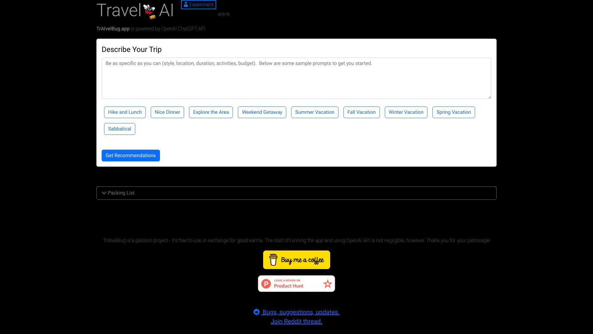 Voyage AI - ChatGPT powered AI Travel Planner