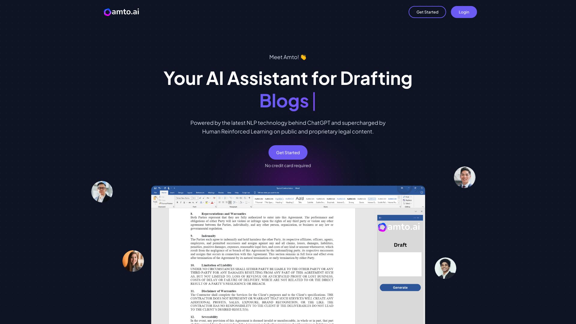Amto AI - World's First AI Legal Assistant for Drafting Powered by GPT3