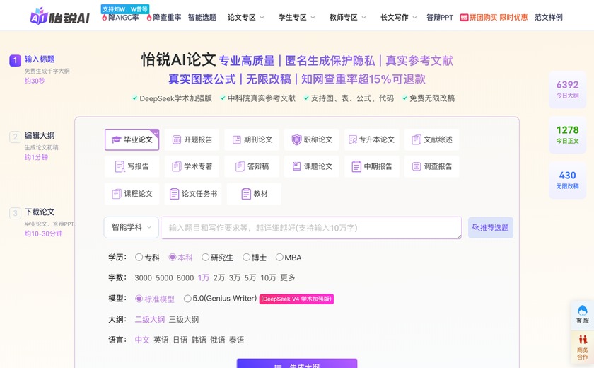 怡启AI论文截图