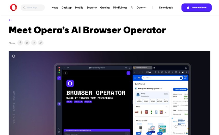 Opera’s AI Browser Operator截图