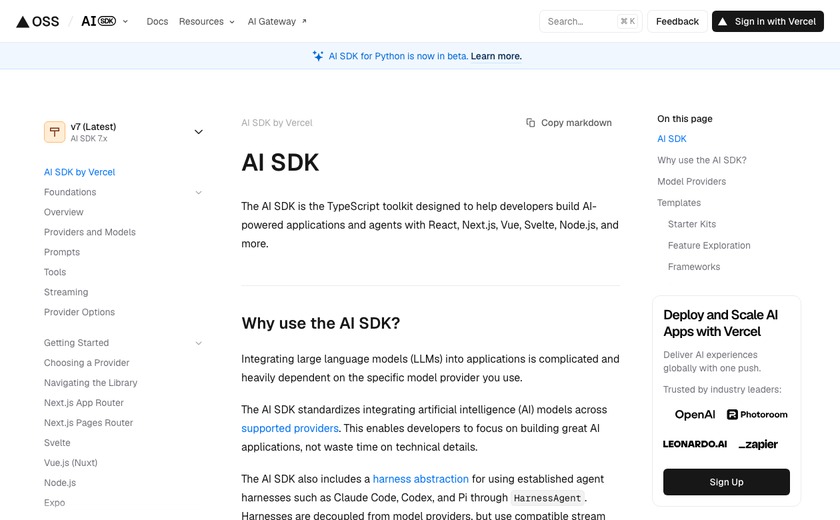 Vercel AI SDK截图