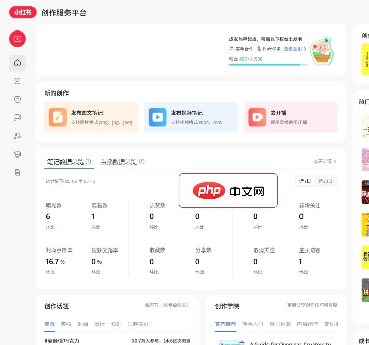 小红书创作服务平台截图