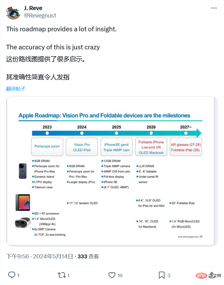 苹果产品路线图曝光:iPhone 16 / Plus 采用 8GB 内存、2026 年折叠 iPhone 登场