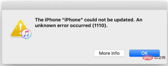 iPhone使用iTunes刷机恢复提示无法更新, 发生未知的错误 (1110)的解决办法分享!