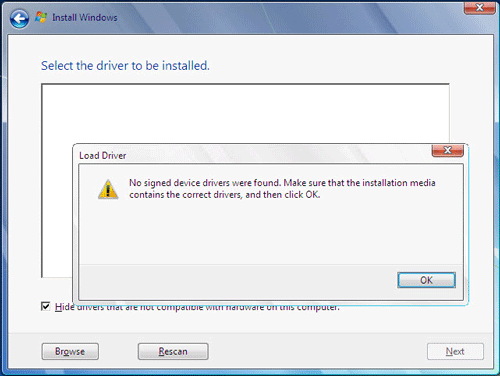 Cannot Detect Device Drivers When Installing Windows 7, How to do
