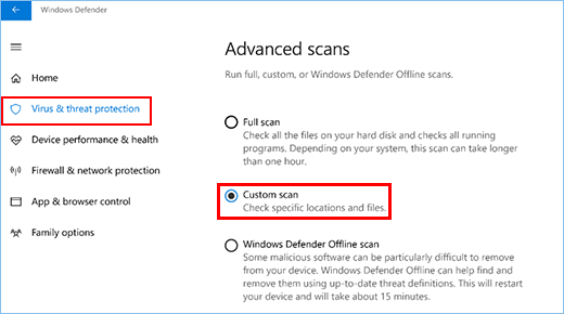 Run a Scan With Windows Defender Security Center in Windows 10