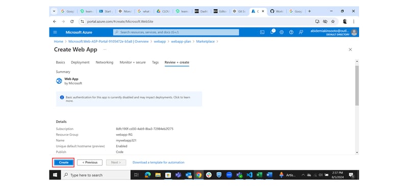 How to deploy a Web App with CI/CD pipeline on Azure app service.