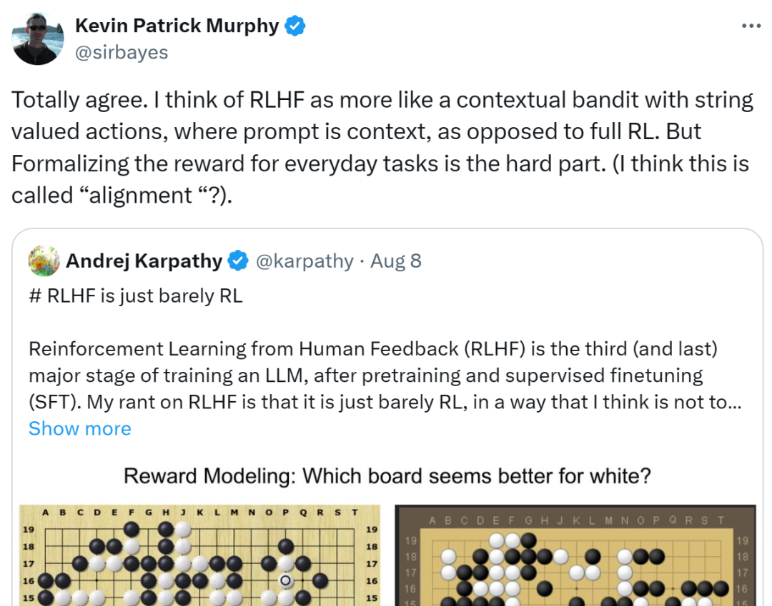 Pandangan Karpathy adalah kontroversi: RLHF bukanlah pembelajaran pengukuhan sebenar, dan Google dan Meta menentangnya