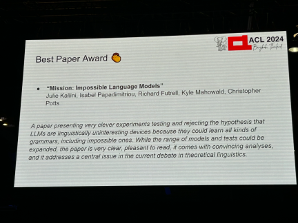 ACL 2024奖项公布:华科大破译甲骨文最佳论文之一、GloVe时间检验奖