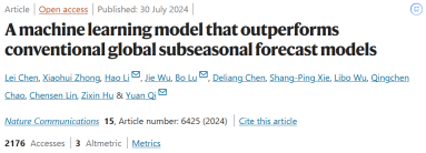 Nature sub-journal, Shanghai Institute of Technology, Fudan University, and China Meteorological Administration develop sub-seasonal AI large model Fuxi to break through the predictability desert