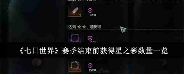 List of the number of Star Colors obtained before the end of the season in Seven Days World