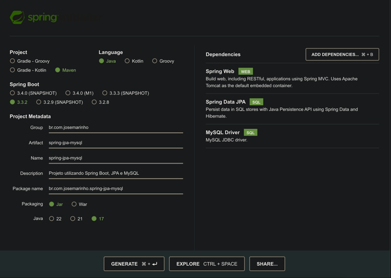 Como iniciar um aplicativo Spring Boot + JPA + MySQL