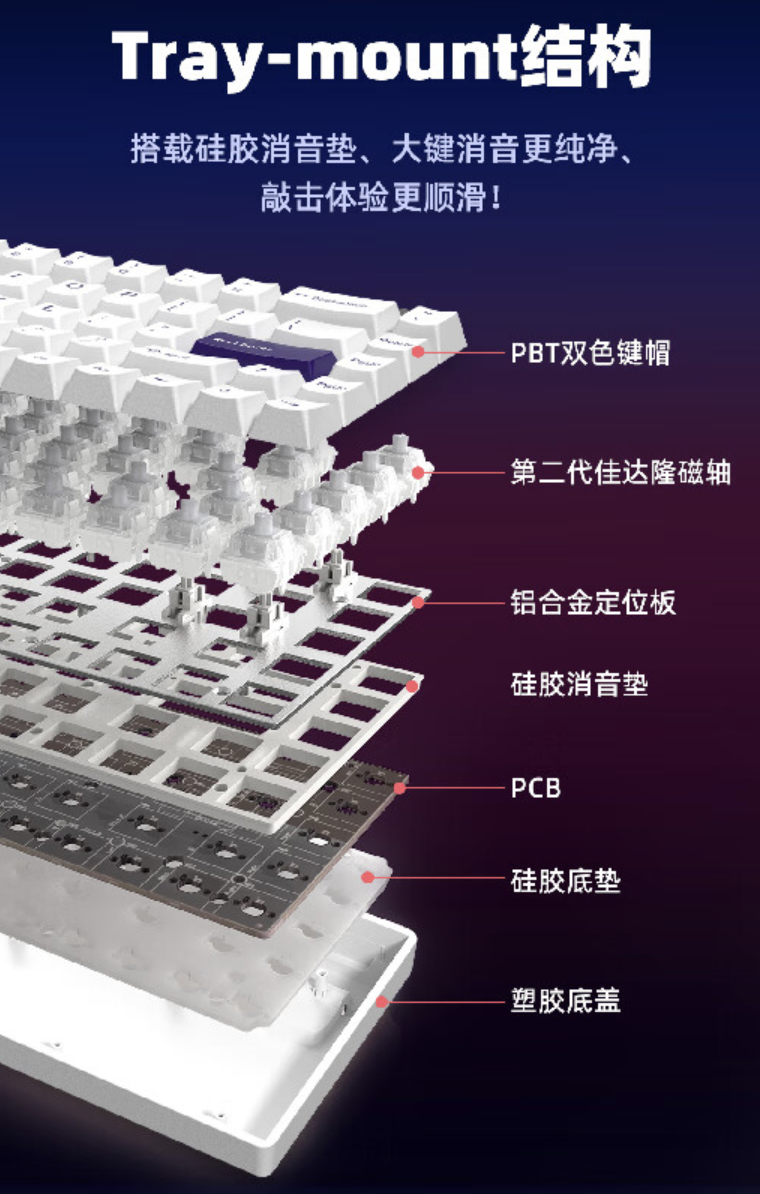 珂芝推出 G68SE 磁轴键盘：侧刻键帽、8KHz 回报率 / Tray-mount 结构，349 元