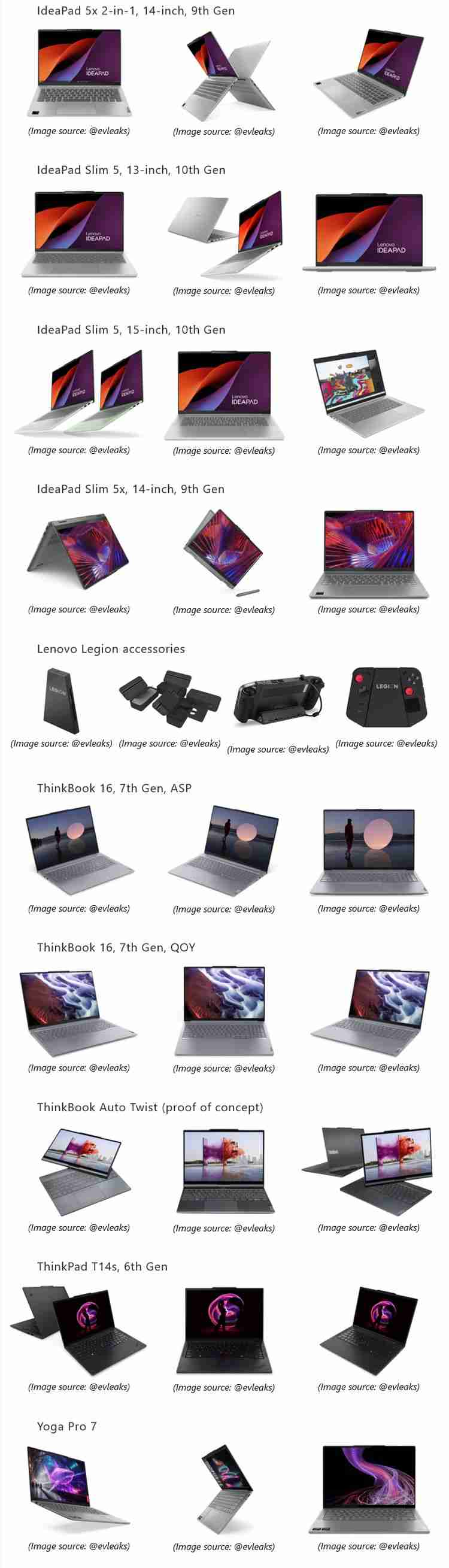 联想 9 月 14 款新品曝光，含 IdeaPad / ThinkBook / Yoga / Legion Go 等