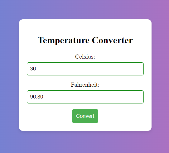 DAY ROJECT: TEMPERATURE CONVERTER