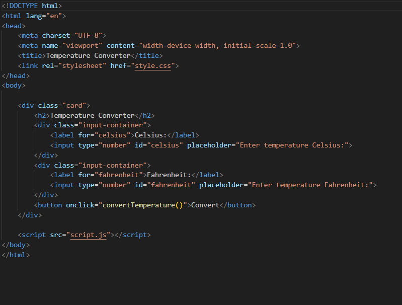 DAY ROJECT: TEMPERATURE CONVERTER