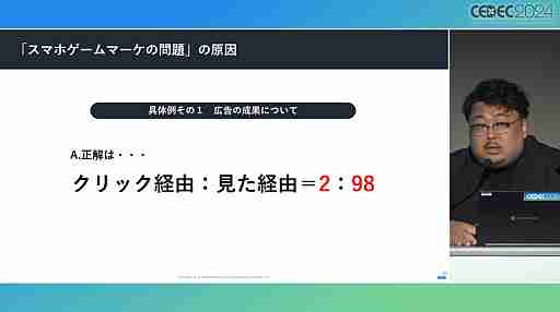 今や広告は目立たないほうがいい？　今年も行われた「スマホゲームマーケの『嘘』」を紹介するセッションレポート［CEDEC 2024］
