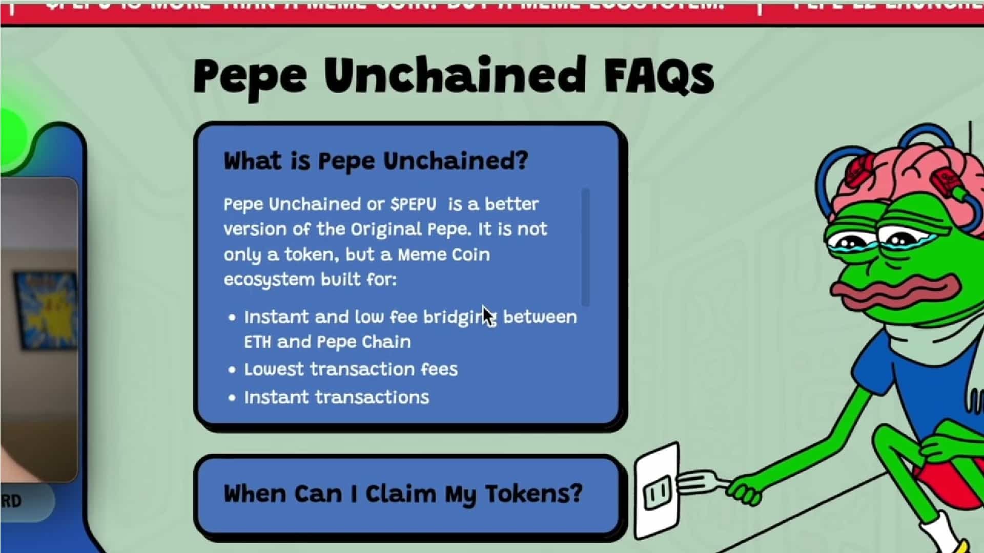 Pepe Unchained 在預售中籌集了 1050 萬美元，這是一種擁有自己的區塊鏈的新 Meme 代幣
