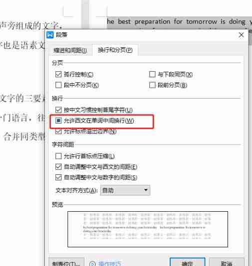 WPS文档中英文单词被分开不在一行怎么办 