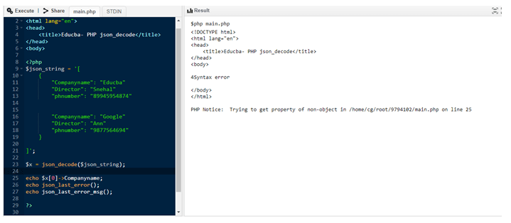 PHP json_decode