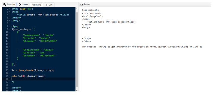 PHP json_decode