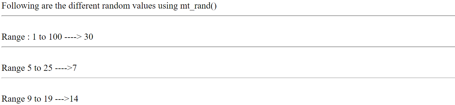 Random Number Generator in PHP
