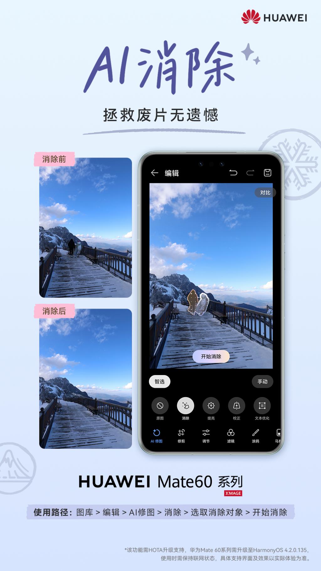 华为 Mate 60 系列最佳入手时机，新增 AI 消除 + 影像升级，更可享秋日礼遇活动