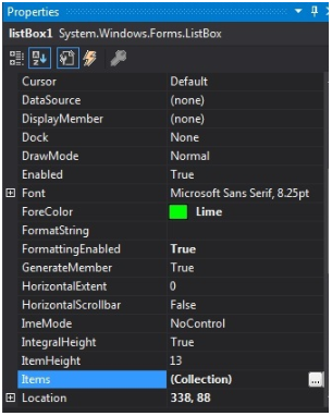 Listbox in C#