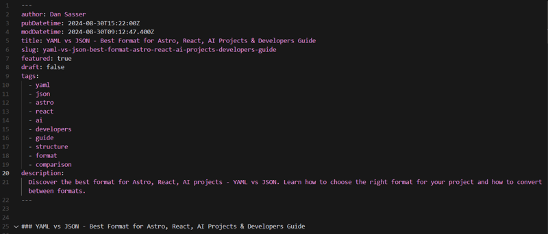 YAML vs JSON - Best Format for Astro, React & AI Projects. A Developers Guide: Part 1