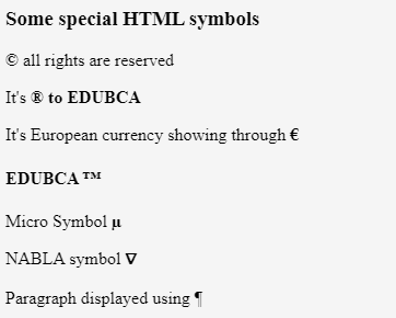 HTML 中的符号