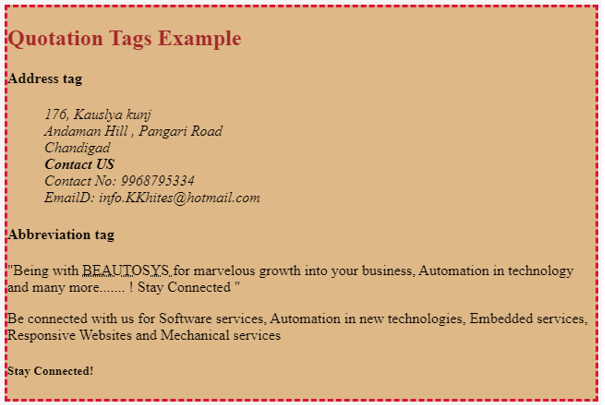 Quotation Tag in HTML
