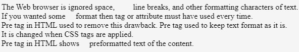 Pre Tag in HTML