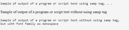 HTML samp Tag