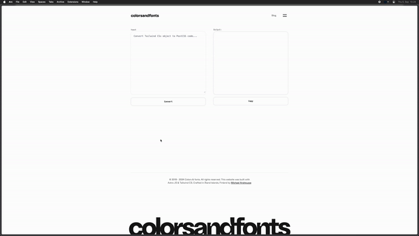 I made an app to convert Tailwind Volors as objects to Tailwind Vs PostCSS